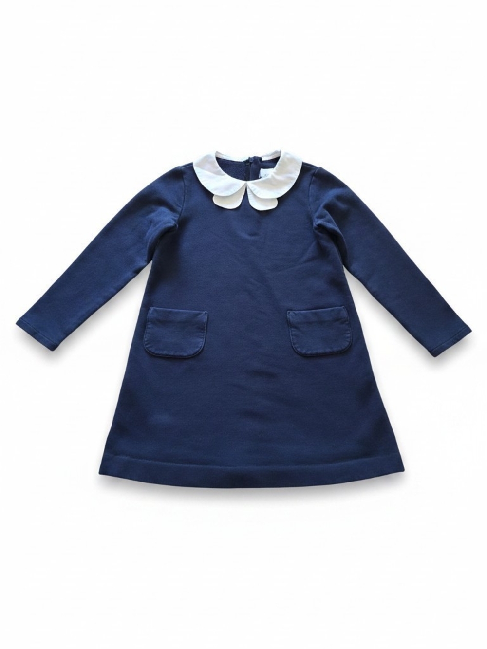 Jacadi Navy Dress with White Scalloped Peter Pan Collar